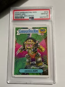 2015 GPK 30th Anniversary 80s Spoof Sticker Armed Arn #21b PSA 10 POP 2 PREDATOR - Picture 1 of 2