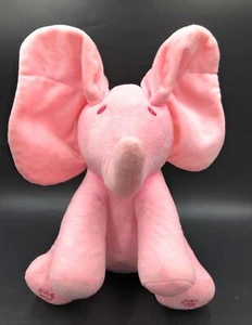 PINK FLAPPY PEEK A BOO TALKING MOVING EARS ELEPHANT BABY INTERACTIVE TOY - Picture 1 of 4
