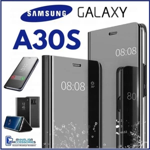 Pour SAMSUNG GALAXY A30S HOUSSE ETUI COQUE NOIR MIROIR CLEAR VIEW FLIP CASE - Photo 1 sur 10