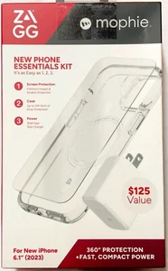 ZAGG Screen Protector+30W USB-C Power Adapter+Clear Case for iPhone 15 - Picture 1 of 2