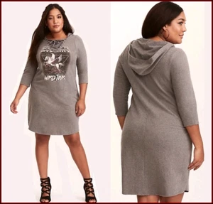 NWT TORRID 00X Grey knit lace up sweater sweatshirt dress Pullover PJ or casual - Picture 1 of 1