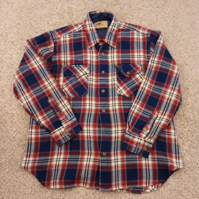 Camisa camel vintage para hombre grande roja a cuadros manga larga bolsillos abotonados acrílico Foto 1 de 4