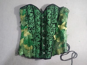 Bonita Custom Green IVy Women Lace Up Boned Bustier Corset Burlesque Top - Picture 1 of 6