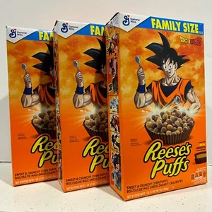 Lot of 3 x Dragon Ball Z Reese’s Puffs Cereal Box Goku 19.7oz Family Size - Picture 1 of 8