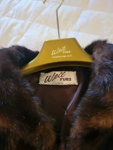 Abrigo de piel de visón mediano vintage WEIL FURS Birmingham Alabama ¡BONITO! Weil Accs. - Imagen 1 de 8