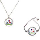 Set Of 2 Rugby France French Silver Colour Bracelet And Necklace And Gift Boxes