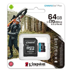 4K Kingston Canvas Go Plus Micro SD Memory Card Drones 64GB 128GB 256GB 512GB - Picture 1 of 16