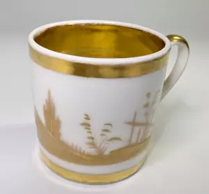 Antigua lata de café de porcelana del Imperio Francés París principios del siglo XIX oro pesado de la década de 1820 - Imagen 1 de 9