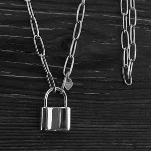 Sterling Silver Padlock Pendant Clasp Paperclip Chain Necklace 3mm 925 Sterling - Picture 1 of 7