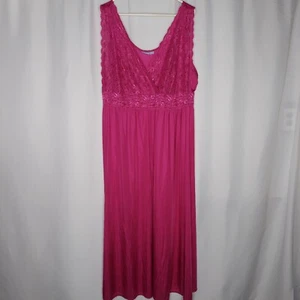 Only Necessities Vtg Maxi Empire Sheer Lace Nightgown 3X Pink Whimsigoth 90s Y2K - Picture 1 of 6
