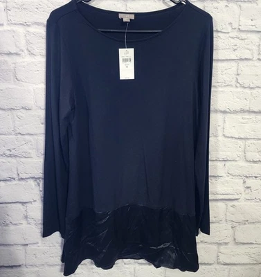 Túnica J. Jill negra elástica manga larga dobladillo de seda para mujer talla M Foto 1 de 4