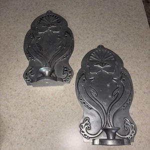Wilton Pewter Candle Sconce Holder Fan Hearts Fish Reflector Standing or Hang - Picture 1 of 8