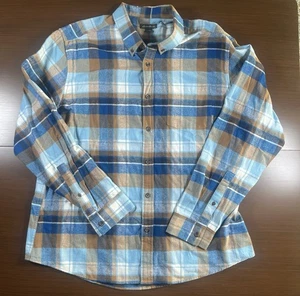 Eddie Bauer Mens XL Blue Plaid Button Up Long Sleeve Flannel Outdoor Shirt - Picture 1 of 3