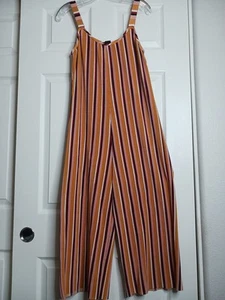 Wild Fable Women L Yellow Multicolored Striped Cropped t Sleeveless Jumpsuit NWO - Picture 1 of 8