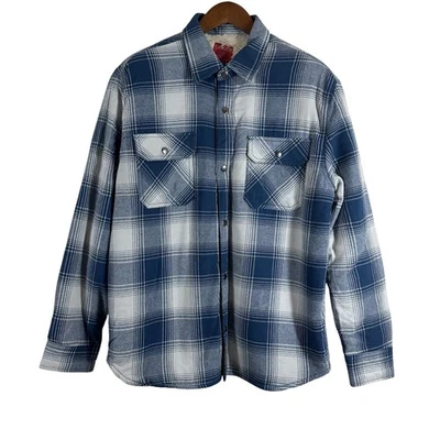 Chaqueta de Colección Big Mac Para Hombre Azul Algodón a Cuadros Sherpa Bolsillos con Botones a Presión Talla L Foto 1 de 4