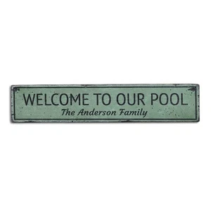 Welcome To Our Pool, Swimming Pool - Rustic Distressed Wood Sign - Picture 1 of 2