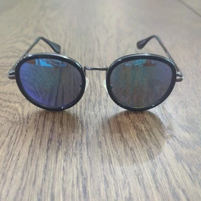 Guess GF0303 74U 蓝色金属镜面圆形太阳镜框 49-20-135 *SD — 第 1/4 张图片