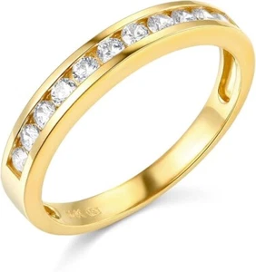 1 Ct Created Diamond 14K Yellow Gold Engagement Wedding Anniversary Band Ring - Picture 1 of 3