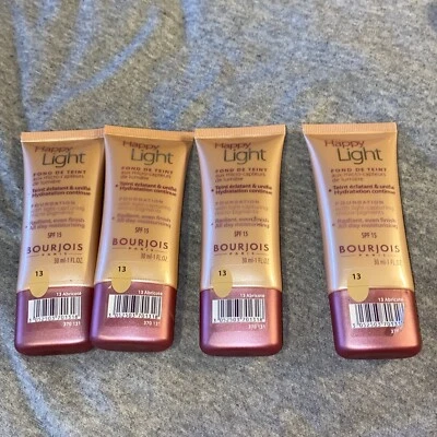 4- New 1 Fl Oz Bourjois Happy Light Foundation Light Reflecting #13 Abricote - Image 1 of 4