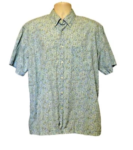 Camisa IZOD L Azul Floral Estampado Multicolor Informal Manga Corta 100% Algodón - Imagen 1 de 4