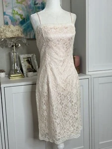 1990s Scott McClintock Formal Dress Size 12 NWT Baby Pink White Lace Bridesmaid - Picture 1 of 11
