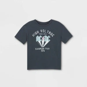 AC/DC Shirt Youth Small 6-6X High Voltage European Tour 1976 Gray Short Sleeve - Picture 1 of 5