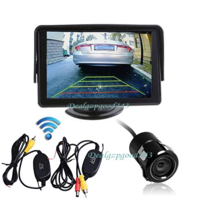 Wireless 4.3" TFT LCD Monitor Car Rear View Kit + Mini Reversing Backup Camera - Image 1 of 4
