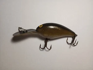 Sconosciuto Metallo Labbro Legno Vintage Occhi Gialli Maculato Nero Subacqueo Pesca Esca - Foto 1 di 3