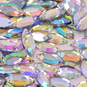 50 Stck. 7x15 mm Marquise AB Edelsteine zum Aufnähen Harz Strass Kostüm Verzierungen - Bild 1 von 1