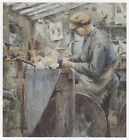 Whitby Jet Worker Albert Stevens Staithes Group print in 11 x 14 inch mount