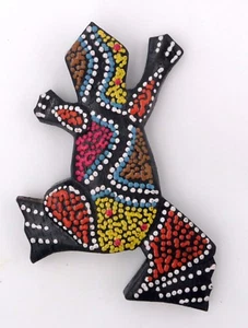 Imán rana aborigen nevera madera pintada a mano  - Imagen 1 de 1