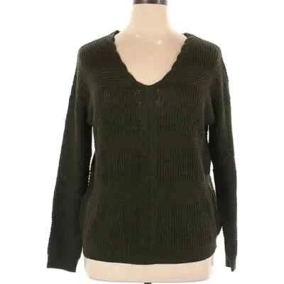 NEW John Paul Richard Larege Sweater cable knit scoop neck stretch criss cross - Image 1 of 4