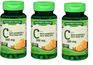 Nature's Truth Vitamin C 500mg Bioflavonoids & Rose Hips 100 Count X 3 Packs - Picture 1 of 1