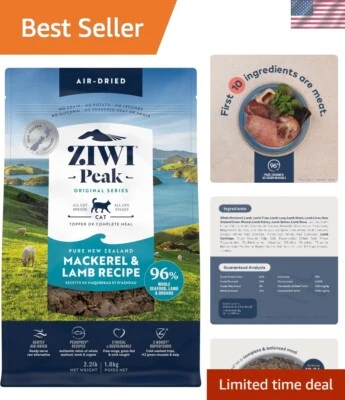 Comida para gatos Peak seca al aire - caballa y cordero - totalmente natural, alta en proteínas, granos... Foto 1 de 4