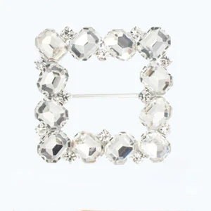 1X Square Rhinestone Buckle Slider Belt Sash Ribbon Wedding Bridal Crystal Decor - Picture 1 of 9