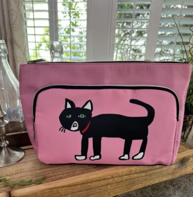 Bolsa de viaje de maquillaje Marc Tetro rosa gato doble cremallera nueva con etiquetas Foto 1 de 4
