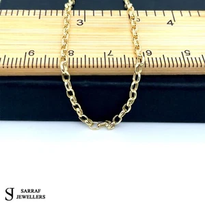 9ct Yellow Gold 2mm Rolo Link Belcher Chain Necklace 16" 18" 20" 22" 24" New - Picture 1 of 9