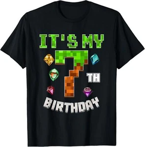 Birthday Boy Shirt It's My 7th Birthday Video Game Pixel T-Shirt - Picture 1 of 10