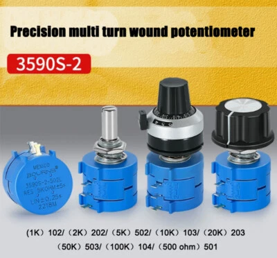Multi Turn Wound Potentiometer with Knob Scale 3590S-2-103L502L104L1K5K10K100K - Image 1 of 4