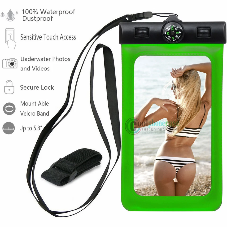 Waterproof Underwater Swimming Pouch Bag Dry Case Cover + Compass For Cell Phone - Image 1 of 4