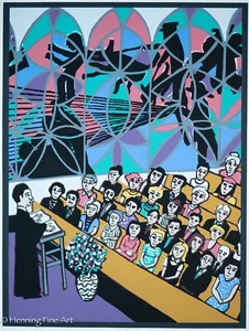 Beautiful Faith Ringgold Serigraph Police Brutality Thru Stained Glass, LE FINE! - Picture 1 of 8