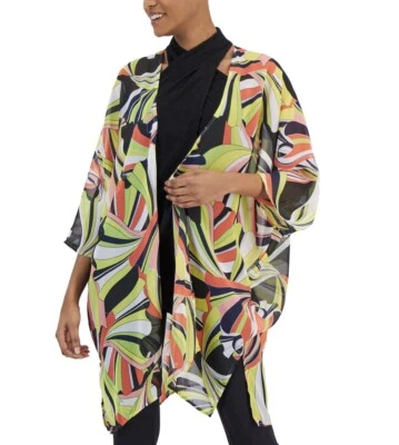 Anne Klein Women's Oversized Sheer Side-Slit Cardigan Multicolor Size L/XL Foto 1 de 3