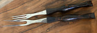 Lot 2 Cutco #1727 1726 Classic Brown Swirl  Handle Carving Fork Turning