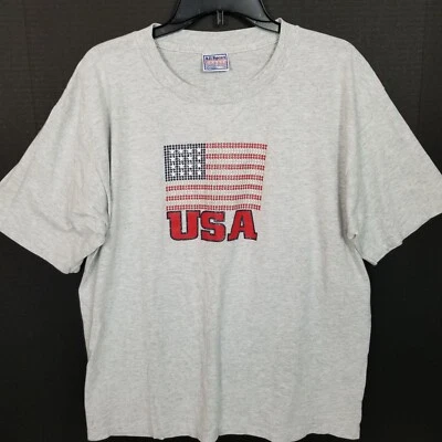 Camiseta Gráfica Brillante Bandera EE. UU. EVENTOS DEPORTIVOS Manga Corta Gris Jaspeado Grande Foto 1 de 4