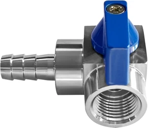 Beduan Stainless 3/8" Barbed X 3/8" NPT Female 90 Degree Elbow Ball Valve Shut O - Picture 1 of 12