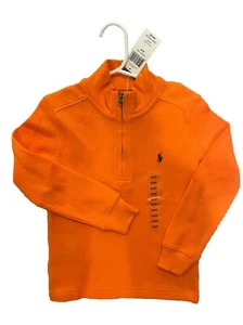 NWT POLO Ralph Lauren Orange  1/4 Zip Waffle Knit Pullover Sweater Boys Sz 4 4T - Picture 1 of 1