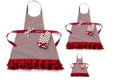 3 AMERICAN GIRL WILLIAMS SONOMA APRON MITT SET for ADULT , CHILD and Doll