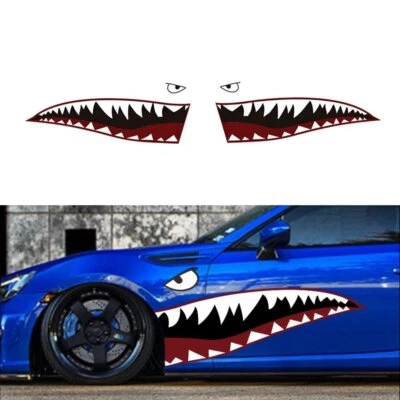 Complete Set 60" Full Size Shark Mouth w/ Eye Die-Cut Vinyl Decals For Car Truck - Image 1 of 4