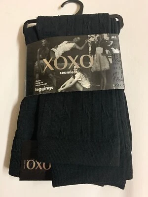 Leggings sin costuras XOXO M/L forro polar leggings mujer patrón negro nuevos con etiquetas $30 Foto 1 de 4