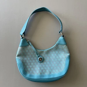 Dooney & Bourke Turquoise Canvas Shoulder bag Signature-Vintage-Y2K - Picture 1 of 16